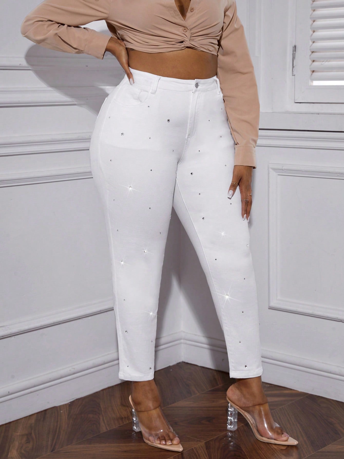 Plus* Sparkle High Waist Rhinestone Skinny Jeans