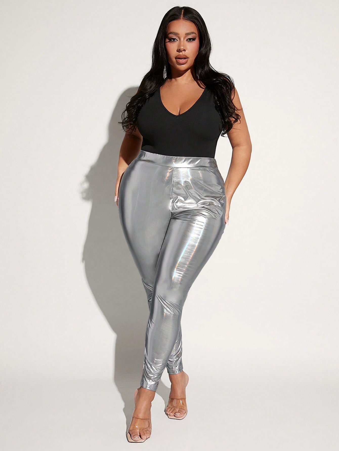 New You **Plus** High Waist PU Leather Skinny Pants