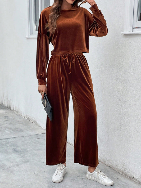 It’s Vital Velvet Top & Drawstring Waist Pant Set