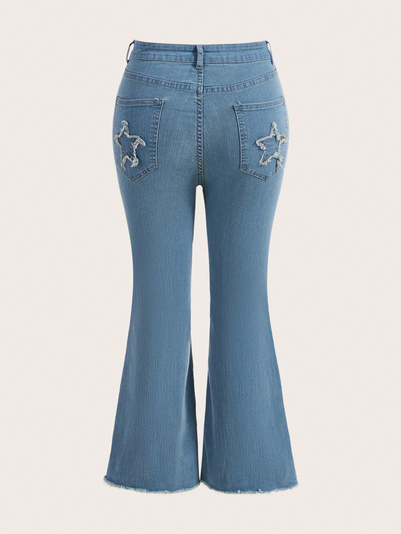 Plus* She’s a Star Embroidery Raw Hem Flare Leg Jeans