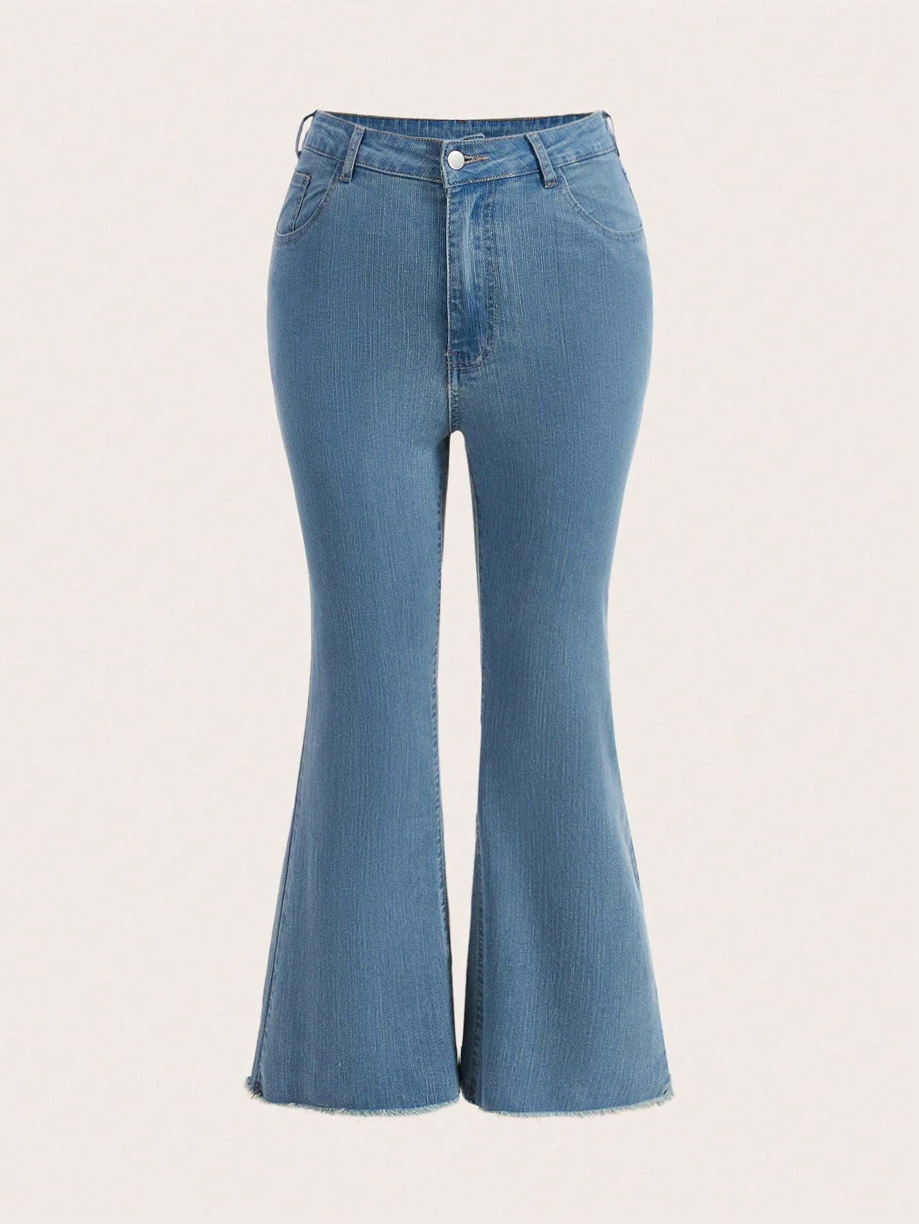 Plus* She’s a Star Embroidery Raw Hem Flare Leg Jeans