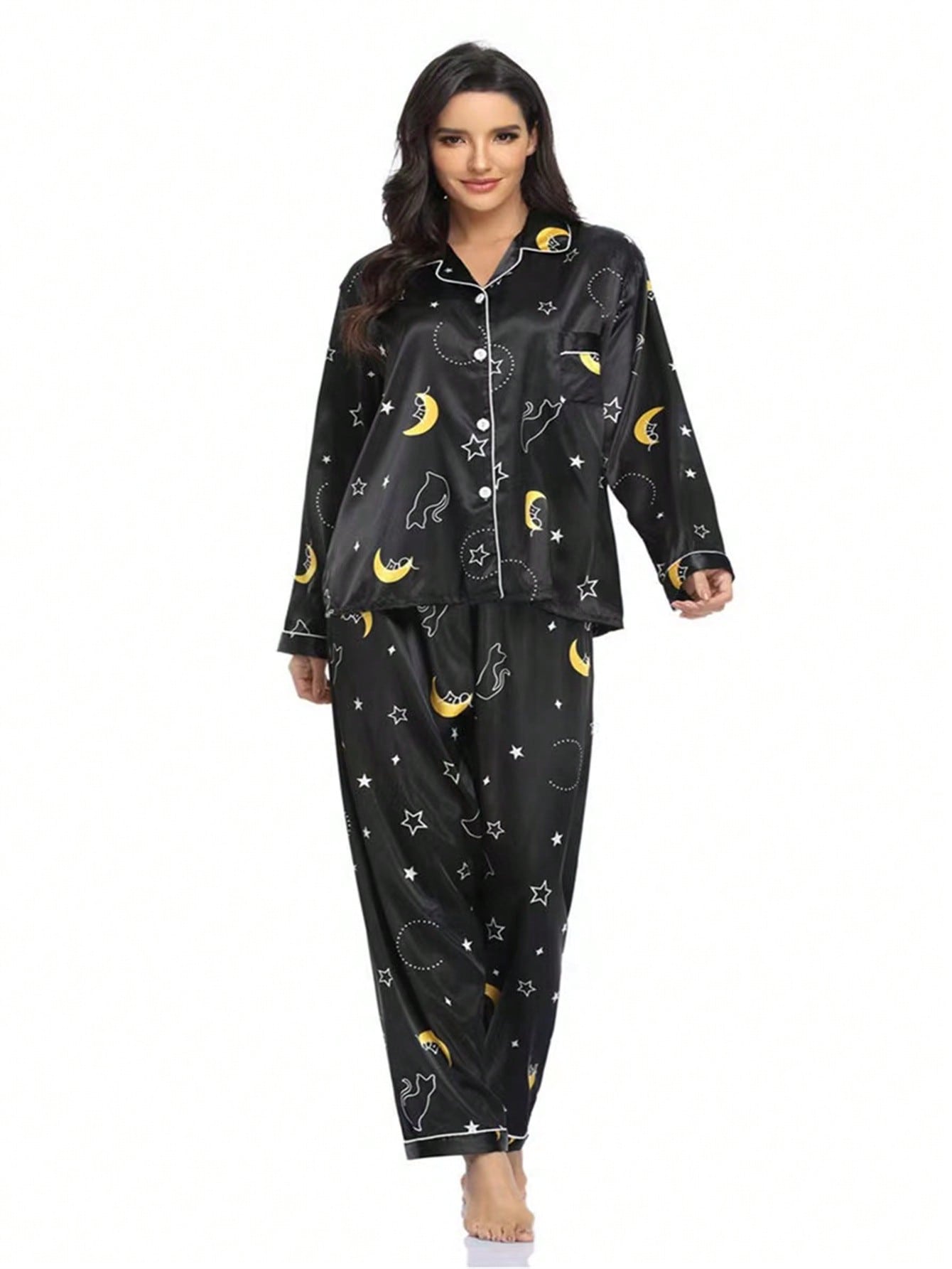 Moon Child Long Sleeve Shirt & Pants Pajamas Set