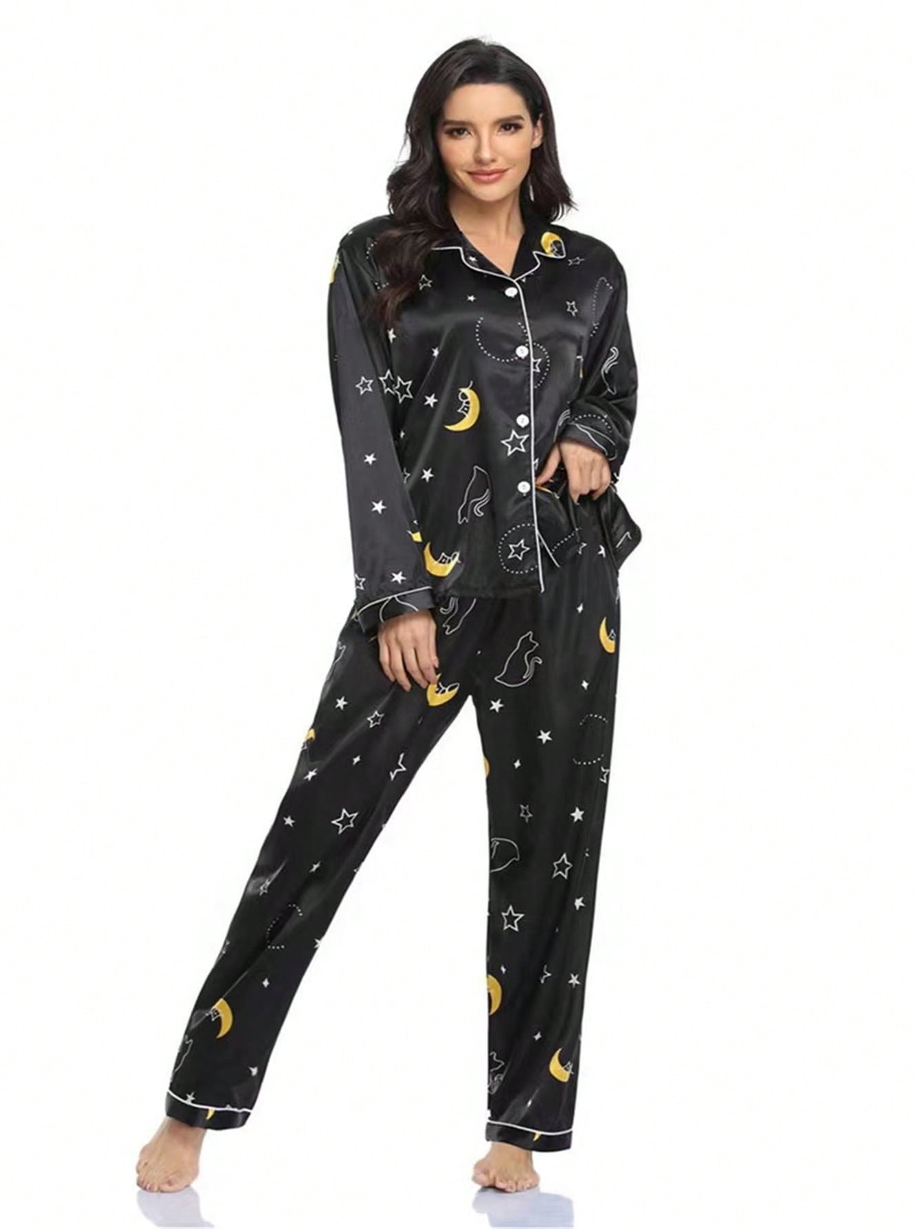 Moon Child Long Sleeve Shirt & Pants Pajamas Set