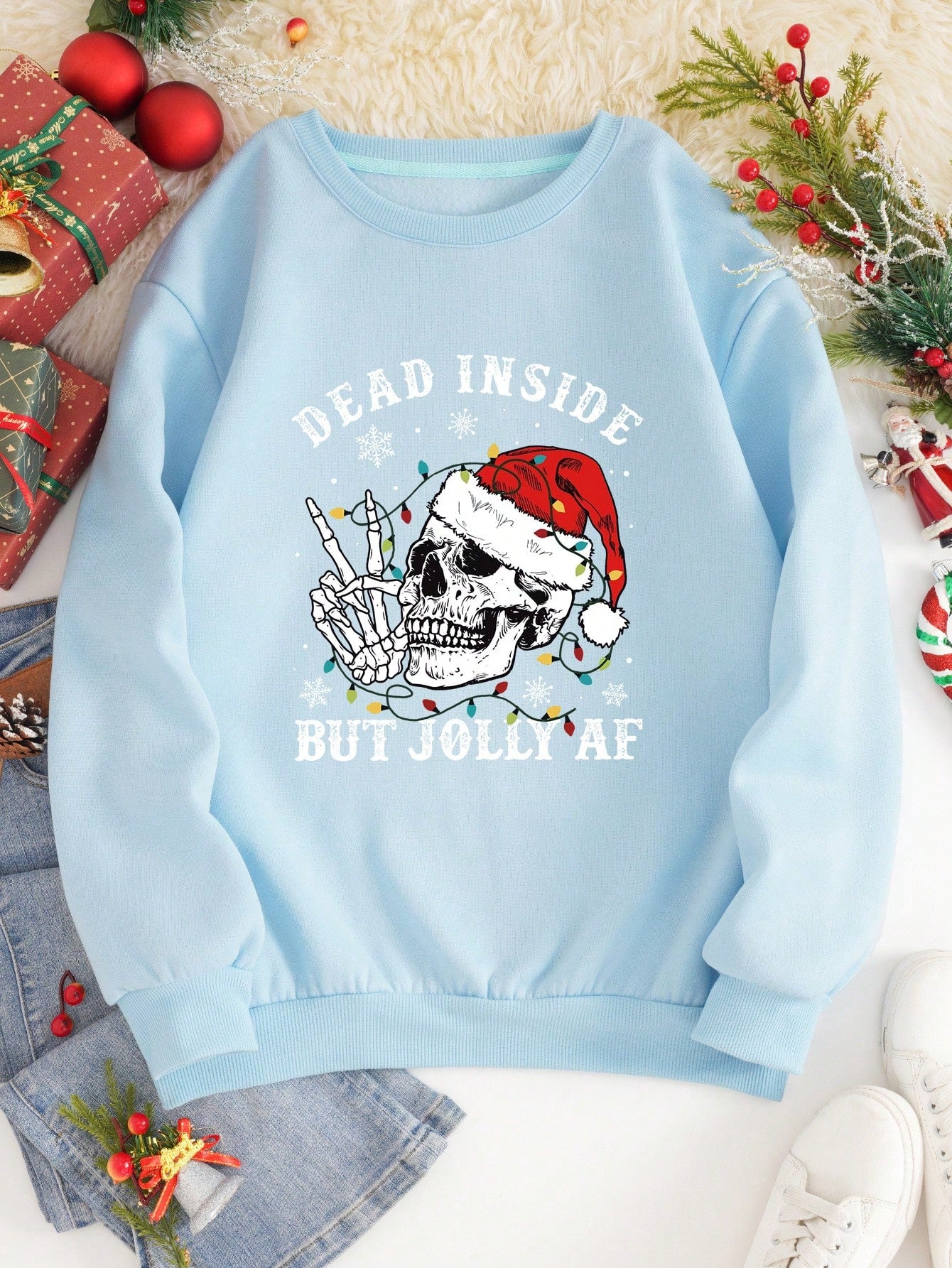 Christmas Print Drop Shoulder Sweatshirt •multiple colors