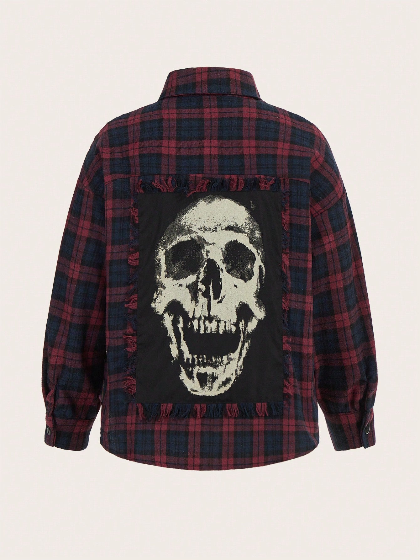 PUNK Plus Tartan & Skull Print Drop Shoulder Coat