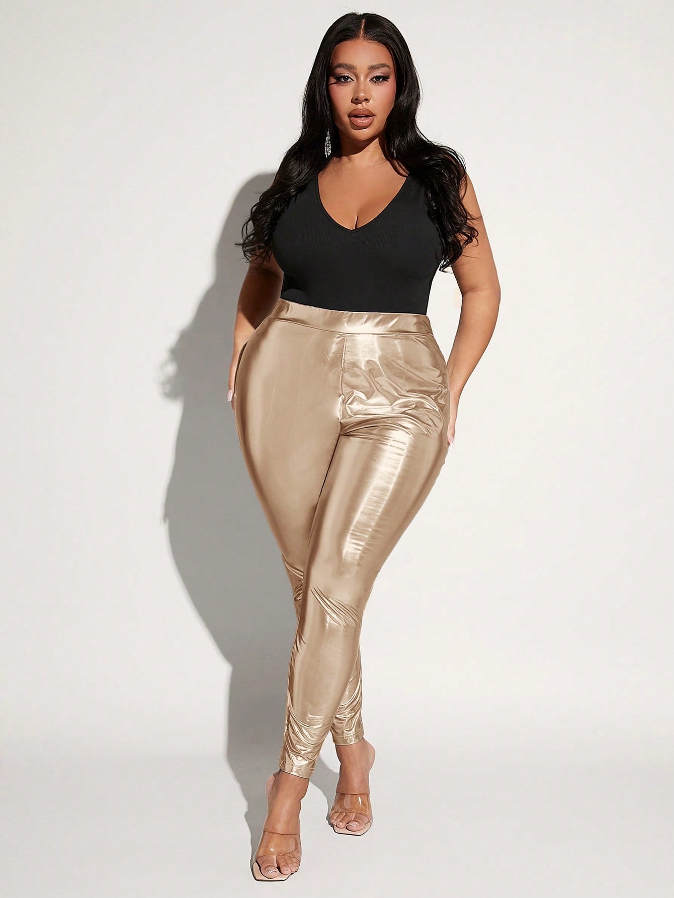 New You **Plus** High Waist PU Leather Skinny Pants