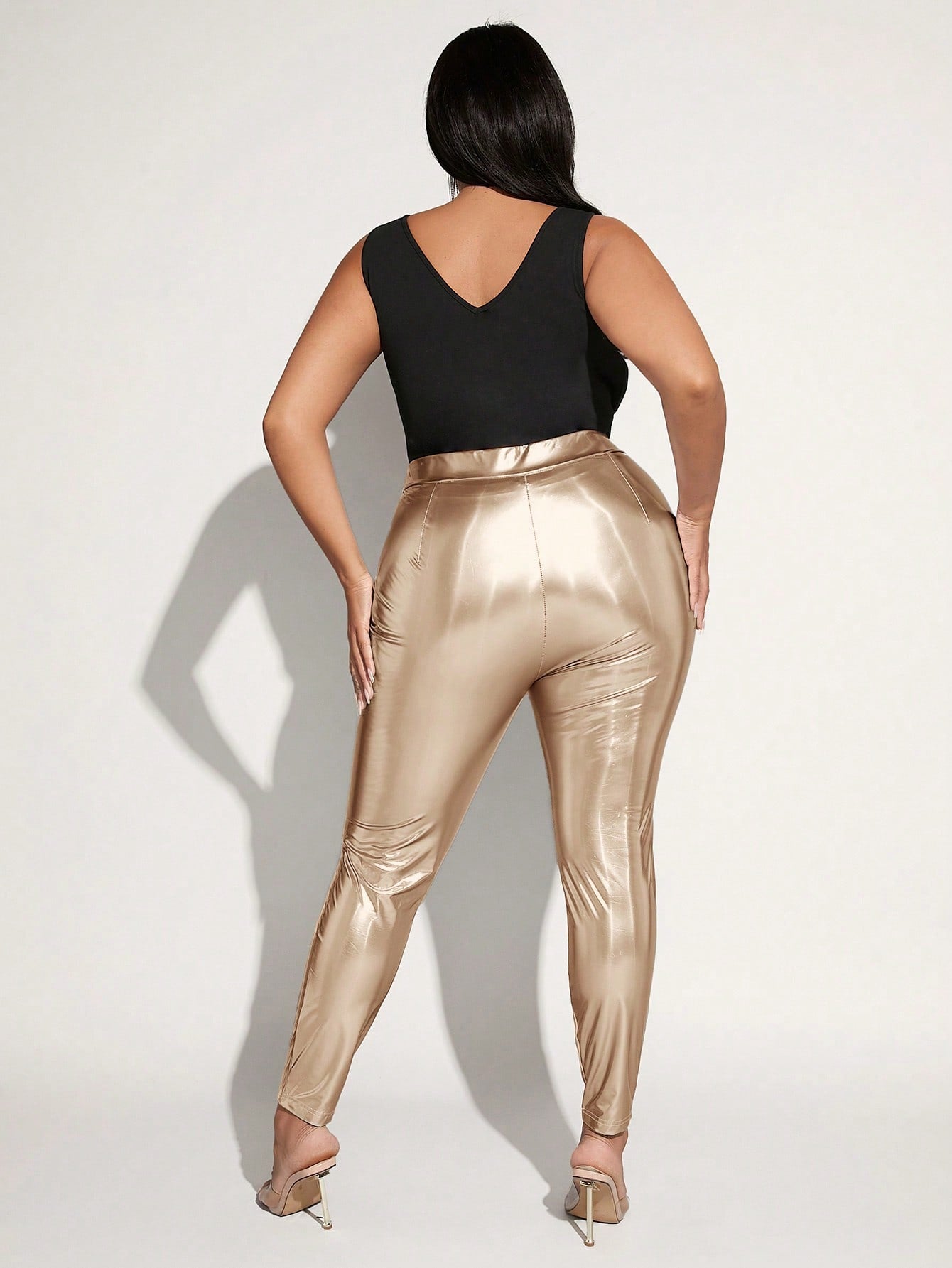 New You **Plus** High Waist PU Leather Skinny Pants