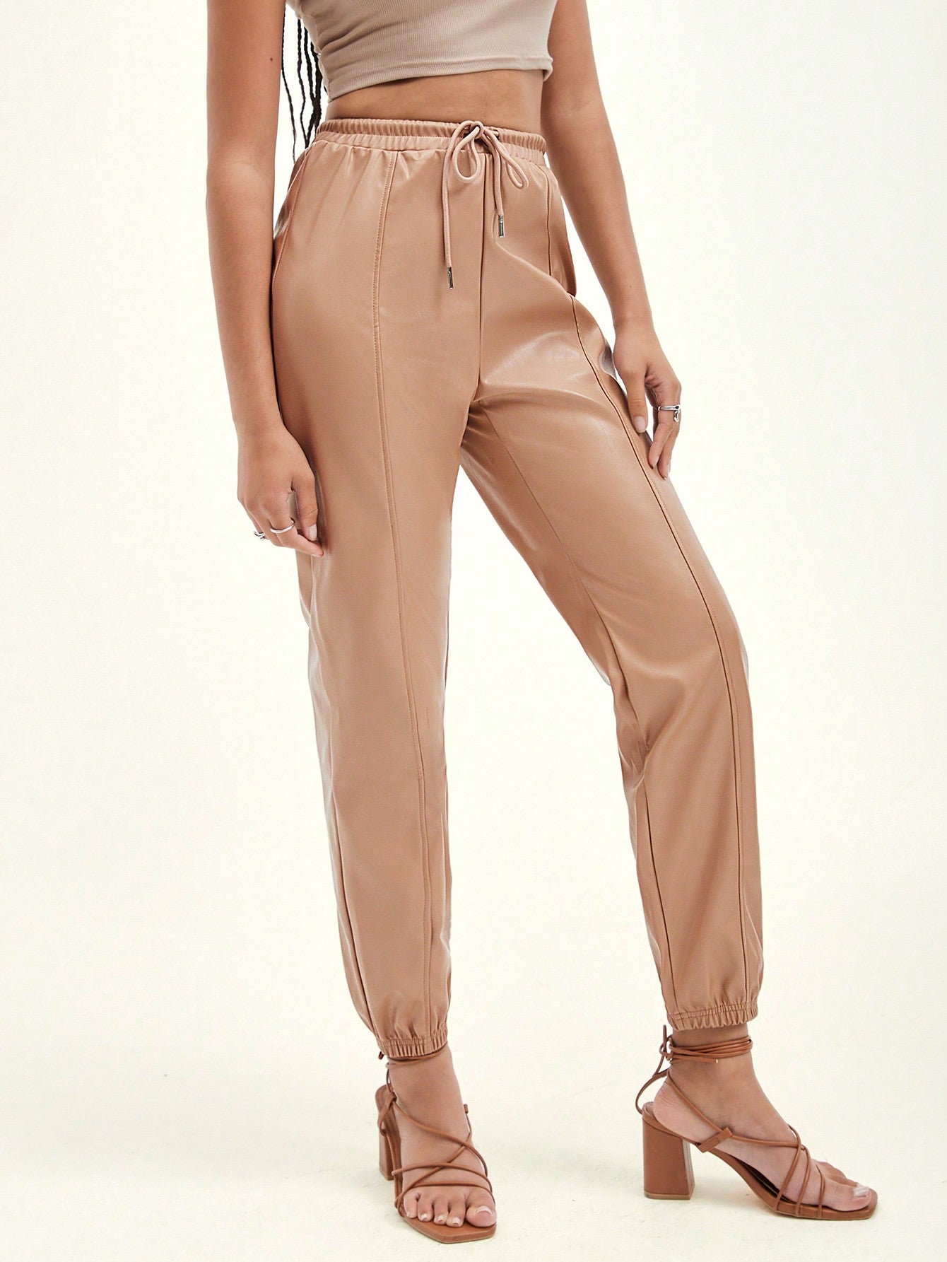 Cant Wait •Knot Waist PU Leather Pants