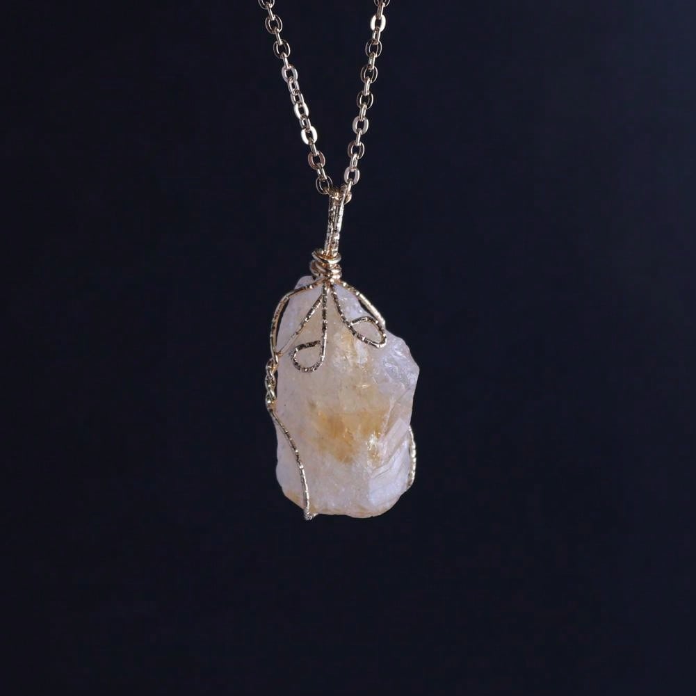 Natural Raw Stone Pendant Necklace
