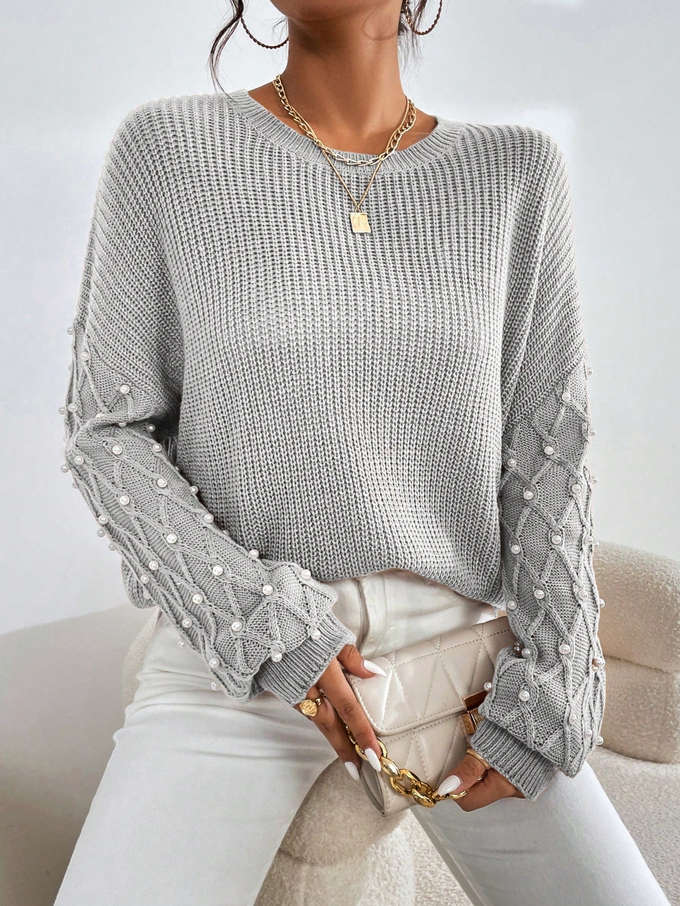 Audrey Pearls Beaded Sweater
