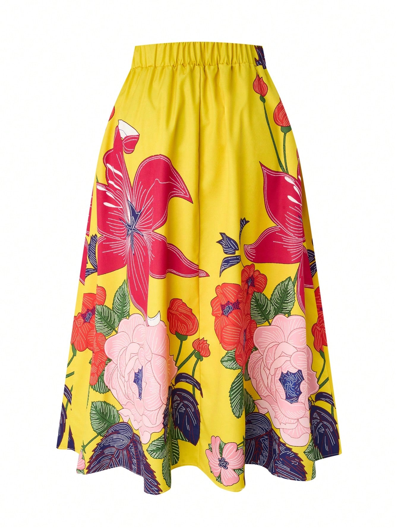 Plus Size Floral Printed Skirt
