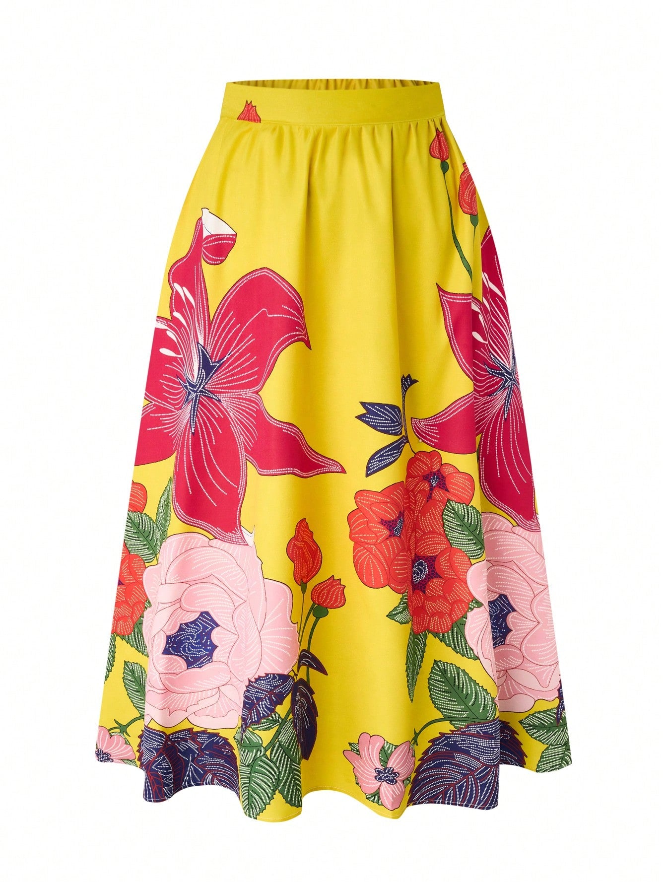 Plus Size Floral Printed Skirt