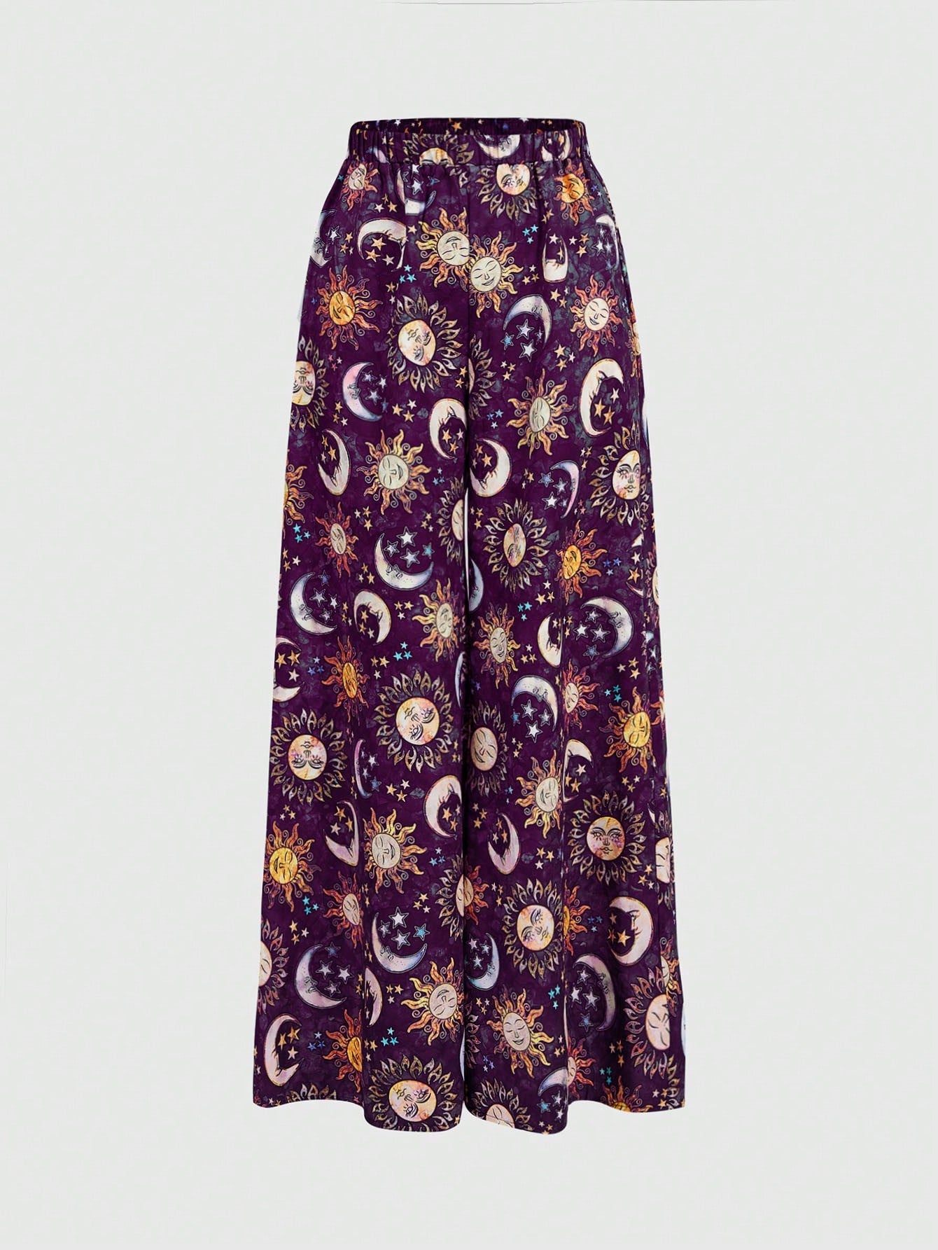 Bright Hippie Sun & Moon Print Wide Leg Pants