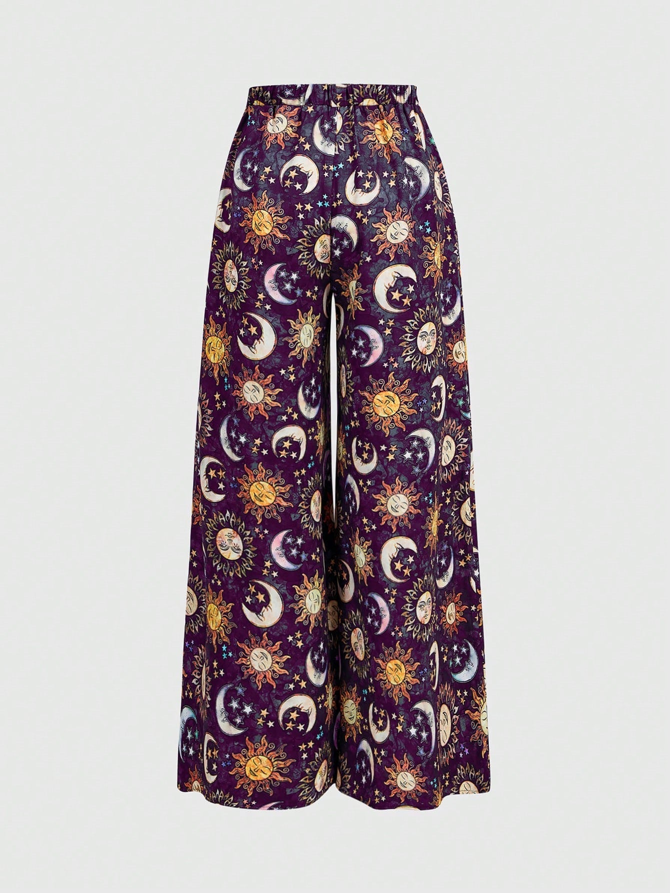 Bright Hippie Sun & Moon Print Wide Leg Pants