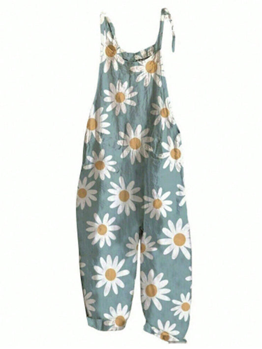 Cutie Plus Daisy Print Overall Jumpsuit Without Tee