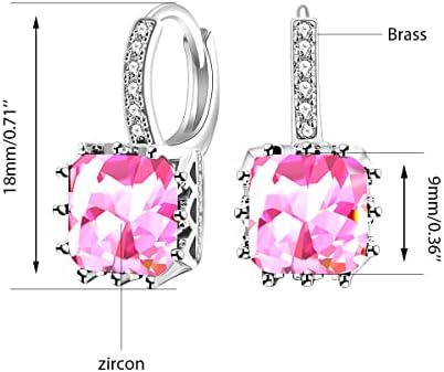 Bruja clásica - Pendientes colgantes de cristal CZ cuadrados chapados en platino con palanca trasera en múltiples opciones de color