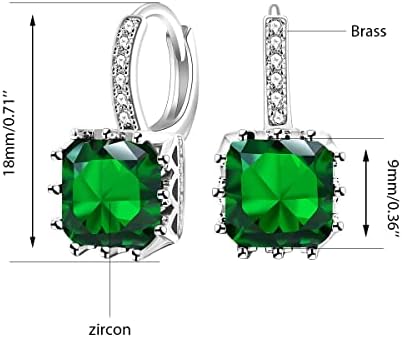 Bruja clásica - Pendientes colgantes de cristal CZ cuadrados chapados en platino con palanca trasera en múltiples opciones de color